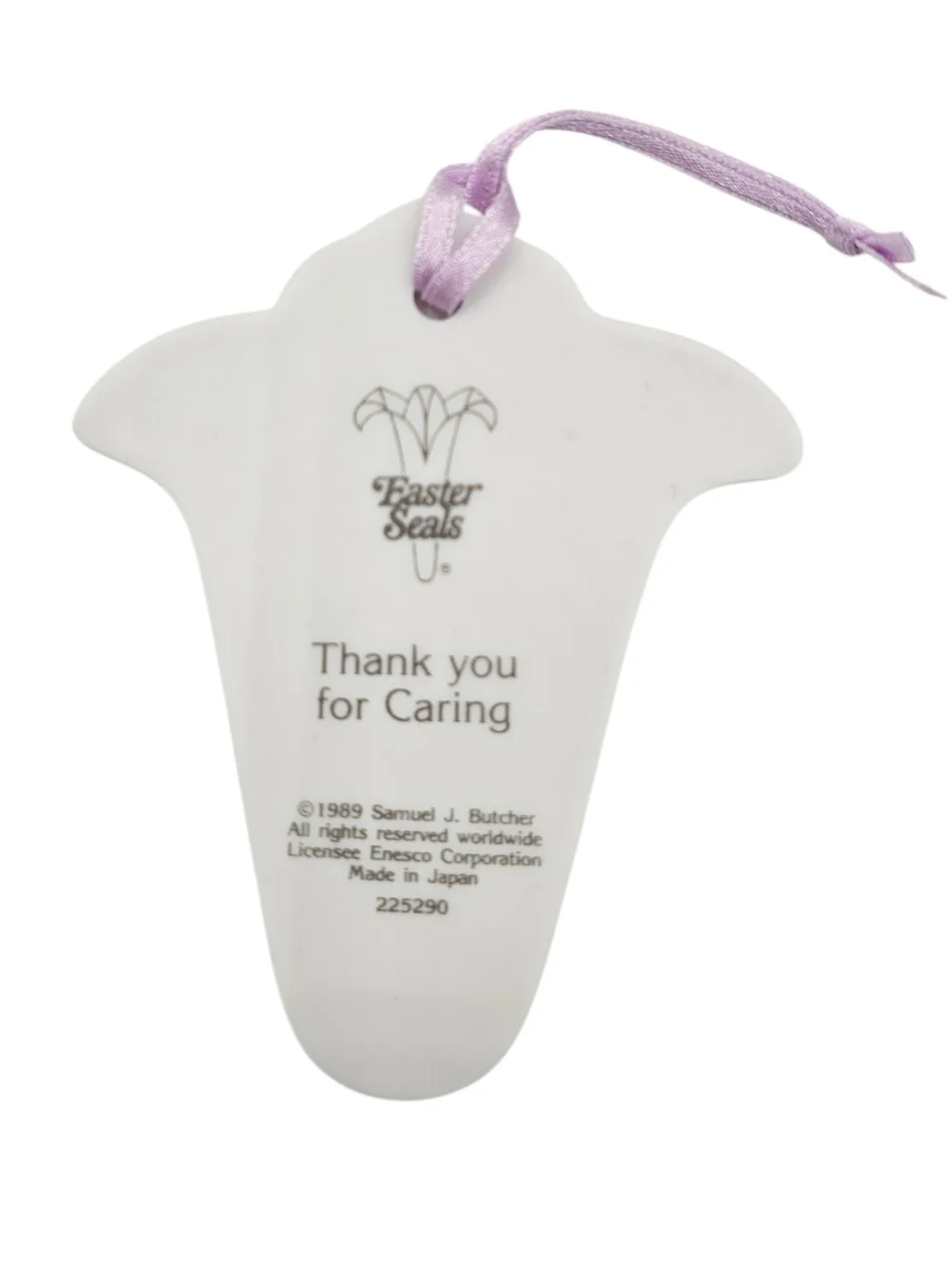 Enesco Precious Moments 1990 Easter Seals Lily Christmas Commemorative Ornament